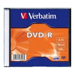 VERBATIM DVD-R 4.7GB 16X SLIM CASE 43547 MATT SILVER AZO