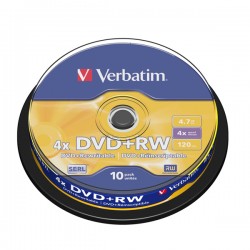 VERBATIM DVD+RW 4.7GB 4X 43488 MATT SILVER