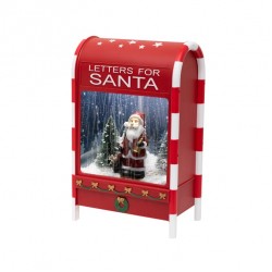 HOME DEKORACIJA DEDA MRAZ SA SNEGOM I MUZIKOM -LED SANDUCE CRVENO