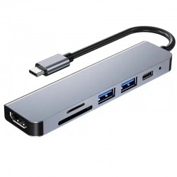 KETTZ ADAPTERI TIP-C NA USBX2/TF/USB-C/LAN/HDMI
