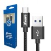 XWAVE KABLOVI KABL USB TIP C NA TIP A 2M CRNI PLETENI
