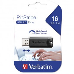 VERBATIM USB FLASH MEMORIJE 16GB DRIVE 3.2 GEN1 PINSTRIPE BLACK 49316