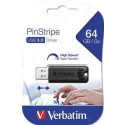 VERBATIM USB FLASH MEMORIJE 64GB DRIVE 3.2 PINSTRIPE BLACK 49318