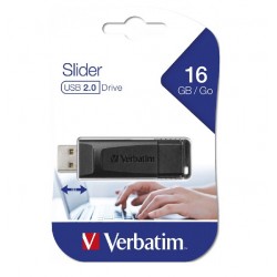 VERBATIM USB FLASH MEMORIJE 2.0 DRIVE 16GB/SLIDER/BLACK/98696